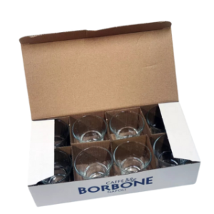 Taza de café de cristal Caffe Borbone – Caja 8pz.